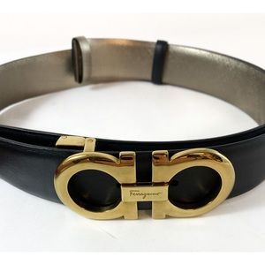 Salvatore Ferragamo Black & Gold Belt